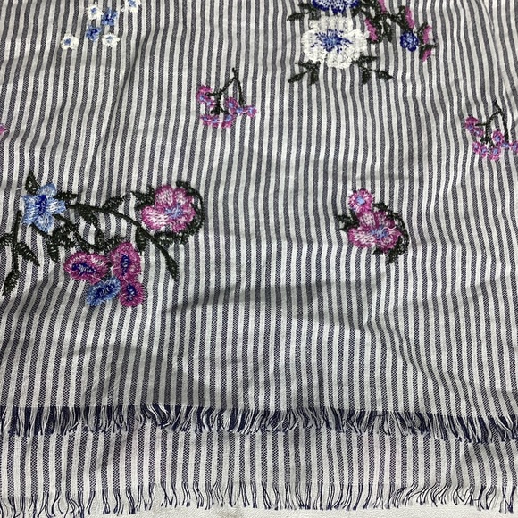 TALBOTS striped purple floral print light scarf NWT - Picture 3 of 6